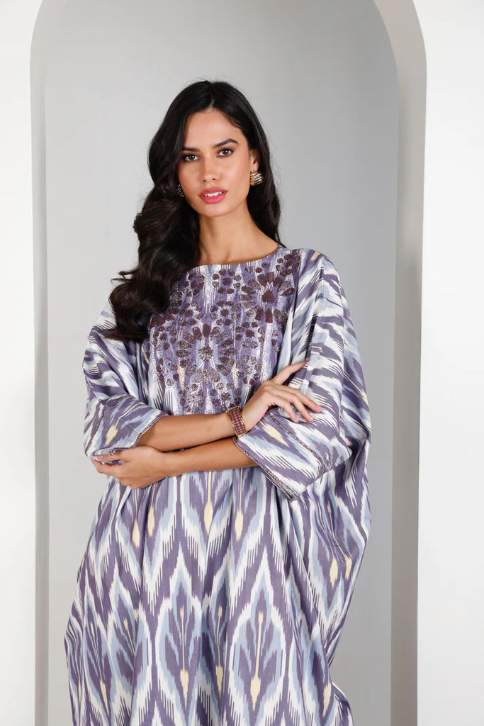 Mauve Madawi Ikat Kaftan