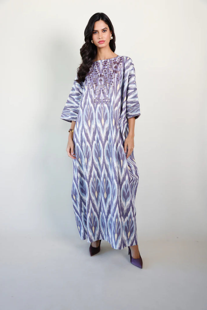 Mauve Madawi Ikat Kaftan