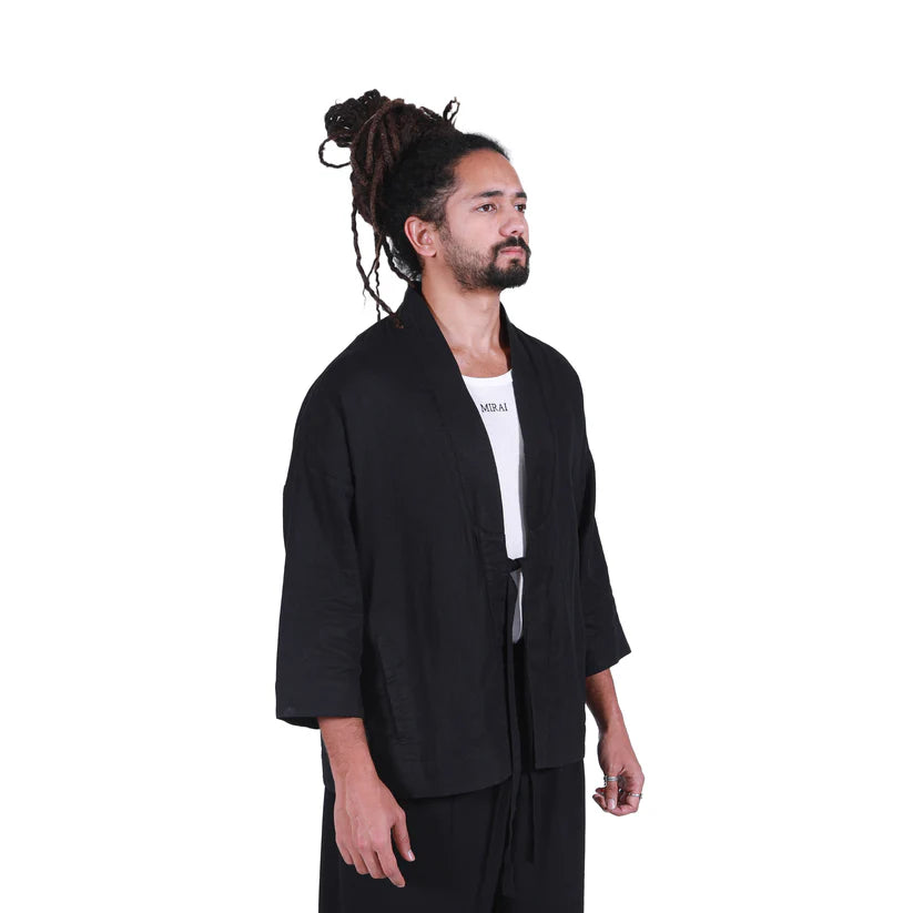 Black Linen Kimono