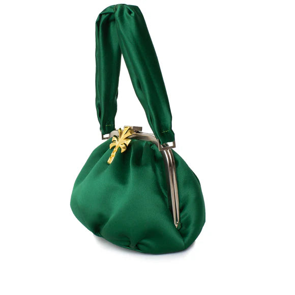 Palm on Green Satin Bella Hand Bag