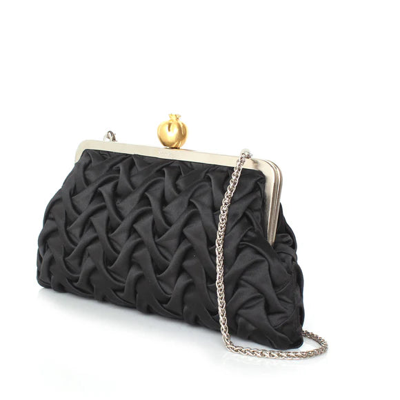 Pomegranate on Black Satin Smocking Classic Clutch