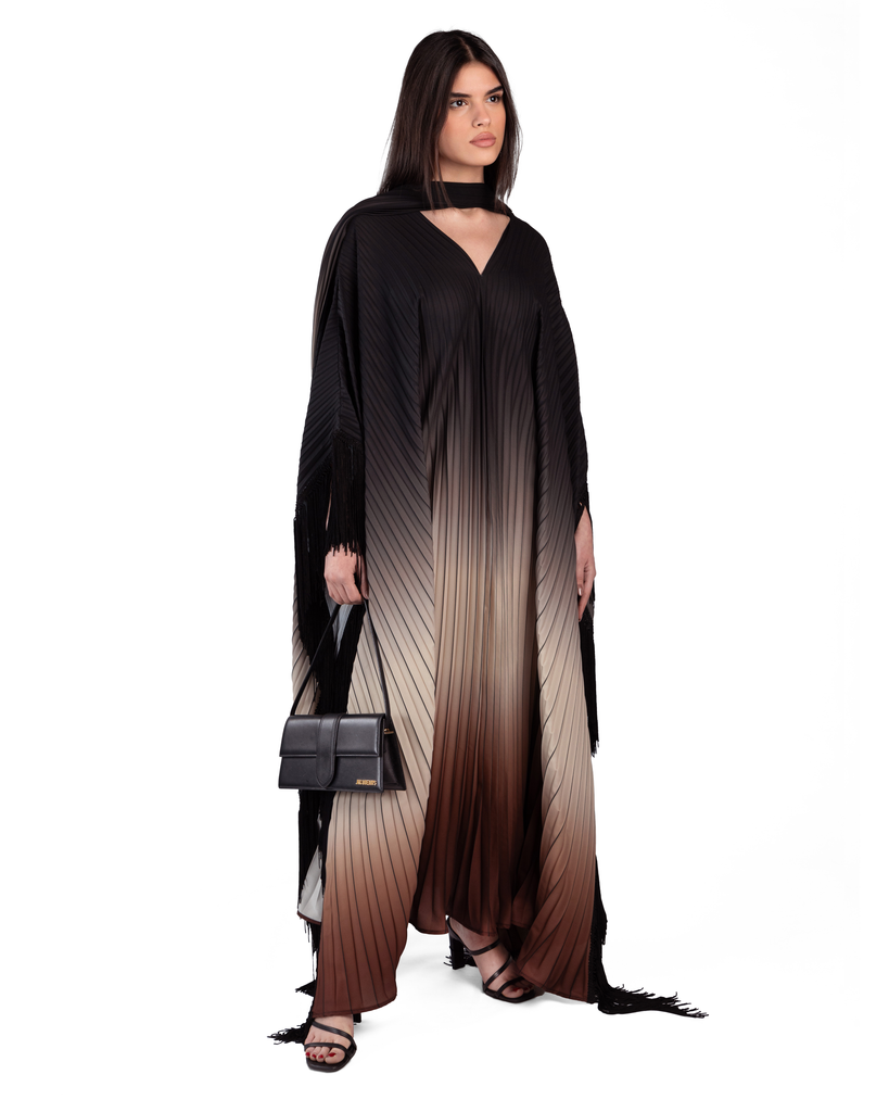 Pleated Sama Kaftan in Dune