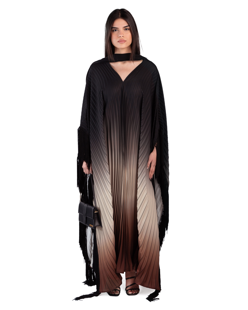 Pleated Sama Kaftan in Dune