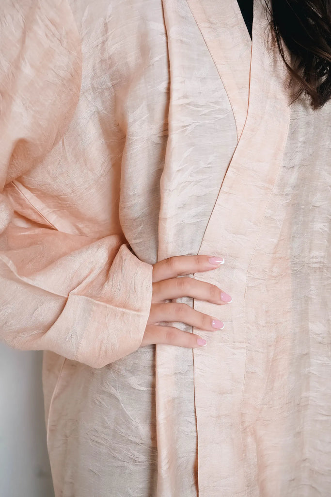 Peach Mixed Linen Rio Abaya