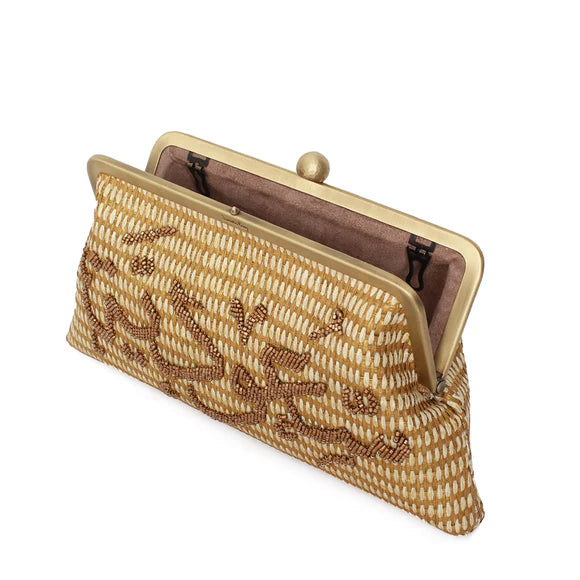 Saoudiyah on Gold Straw Classic Clutch