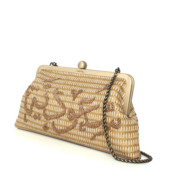 Saoudiyah on Gold Straw Classic Clutch