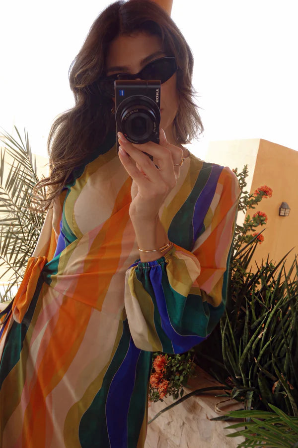 Sage Rainbow Wrap Dress