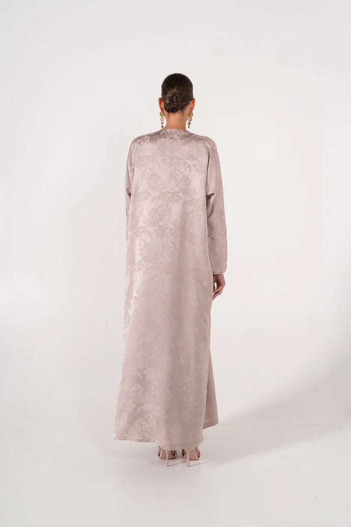 Yuan Blush Pink Silk Jacquard Abaya