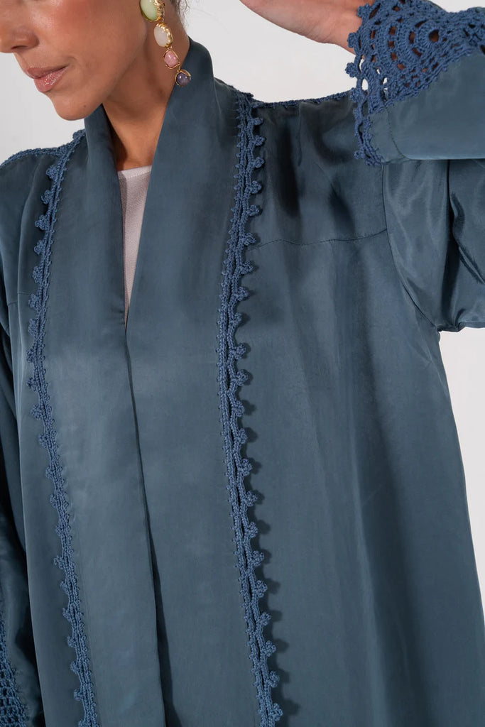 Sintra Blue Silk Abaya