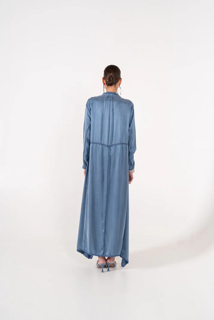 Basma Light Blue Silk Abaya