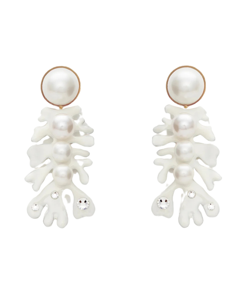 Murjan White Earrings