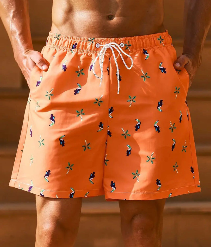 Orange Parrot Swim Trunk