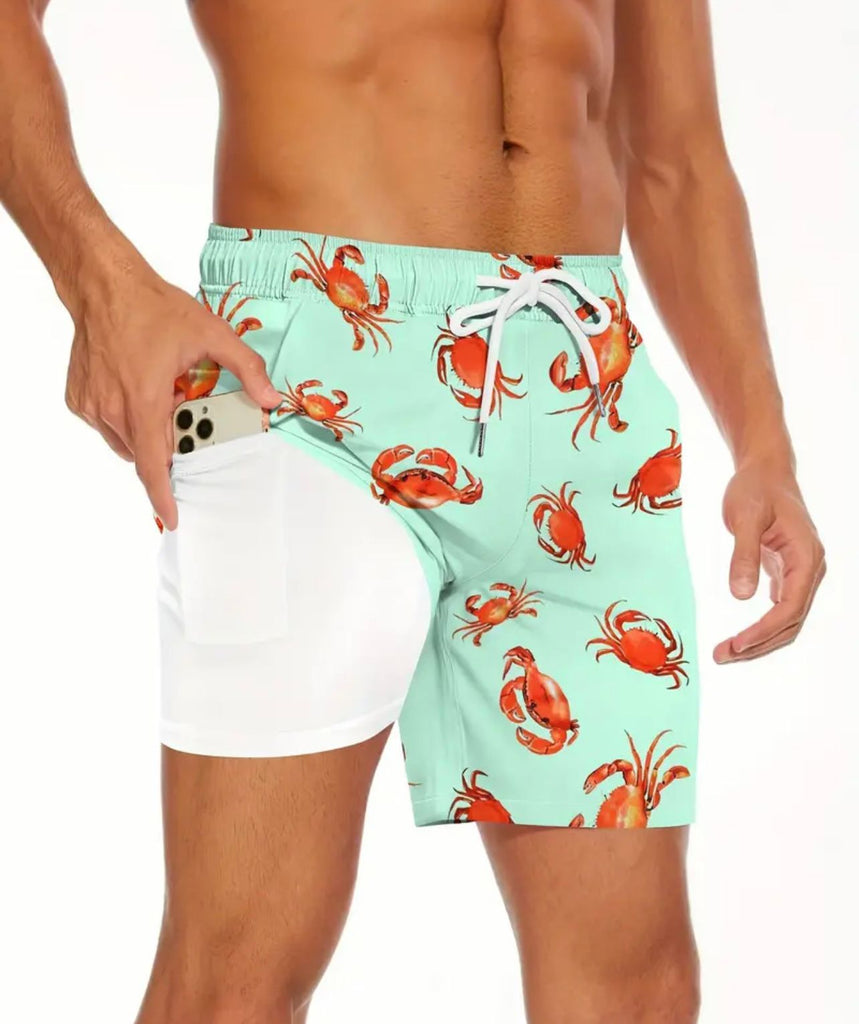 Turquoise Crab Swim Trunk