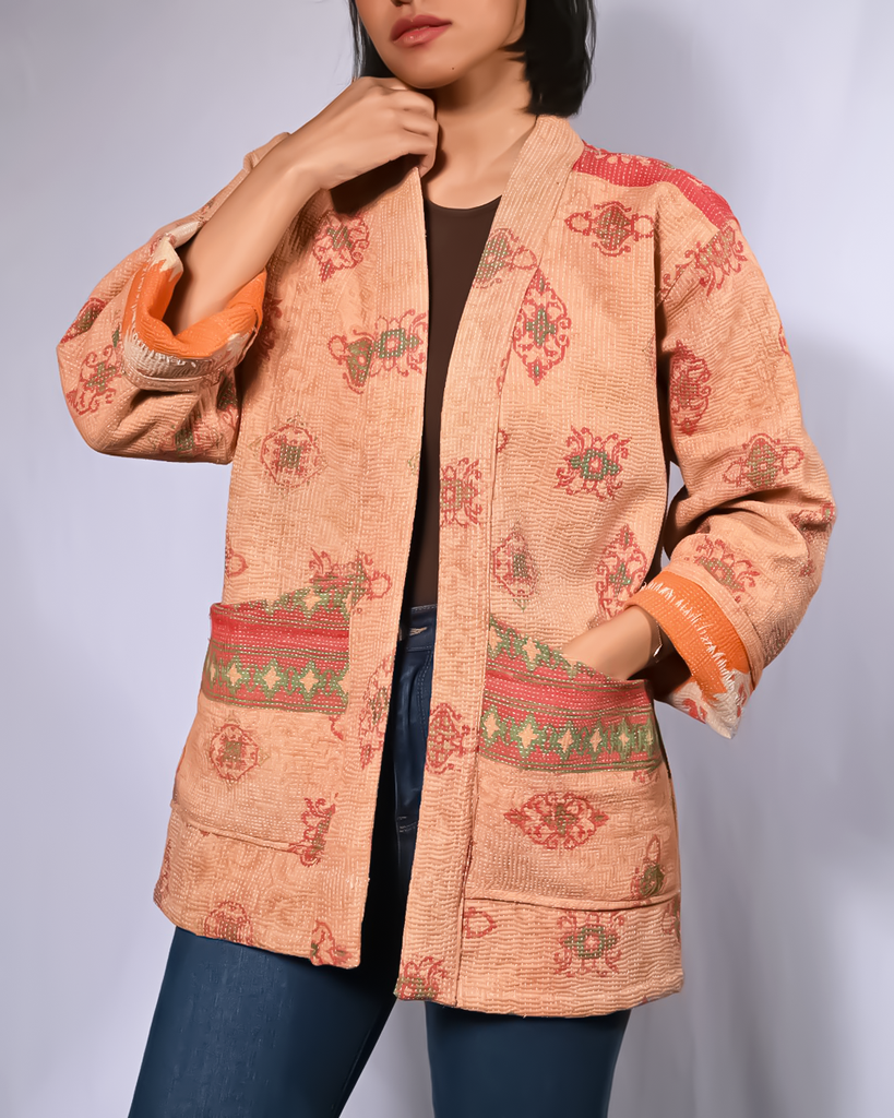 Vintage Kantha Jacket with Matching Tote Bag