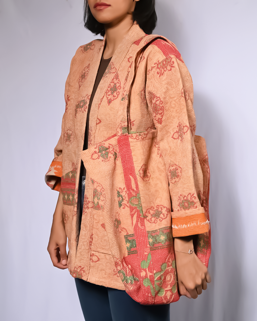 Vintage Kantha Jacket with Matching Tote Bag