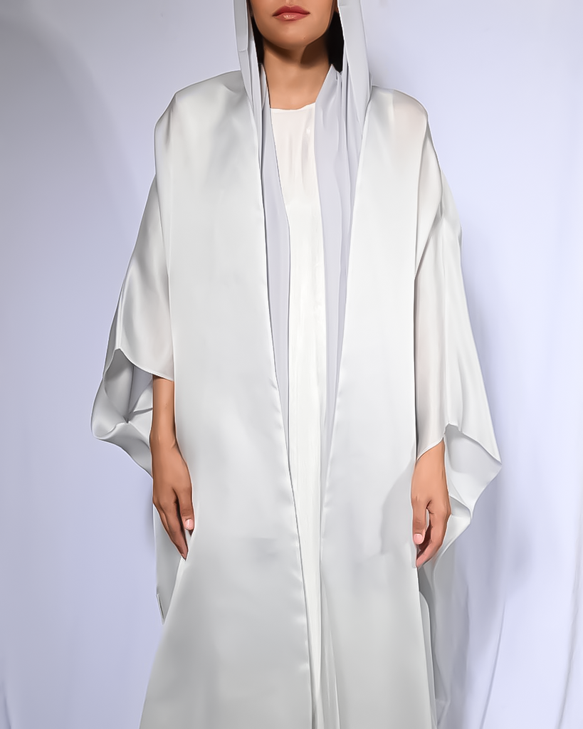 Grey Reversible Organza Bisht Abaya