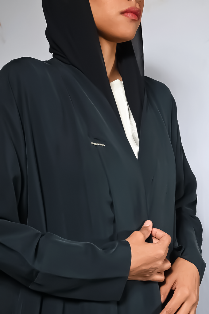 Navy Blue Washed Silk Abaya