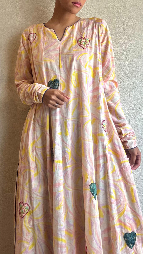 Pleated Maxi Heart Kaftan