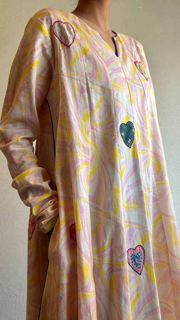 Pleated Maxi Heart Kaftan