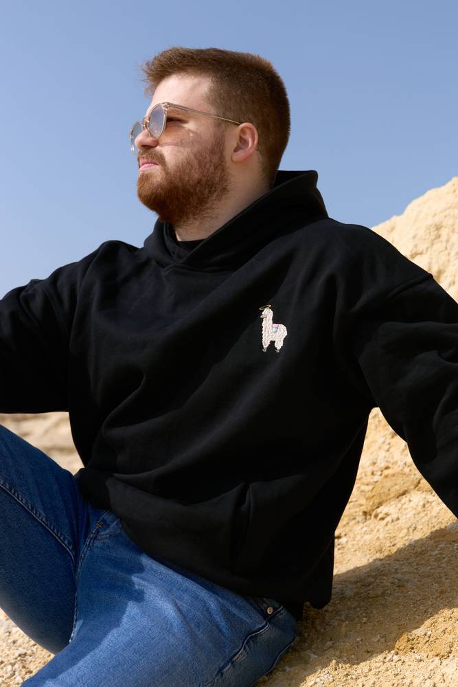 Unisex Black Llama Hoodie