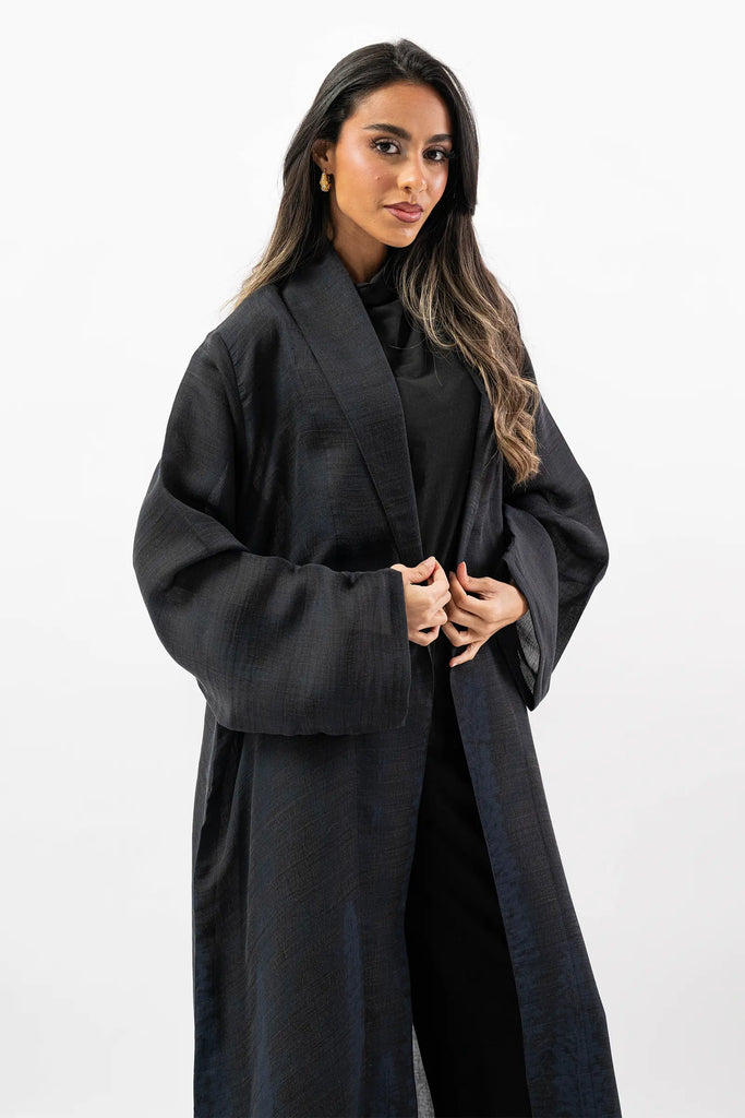 Black Washed Silk Cider Abaya