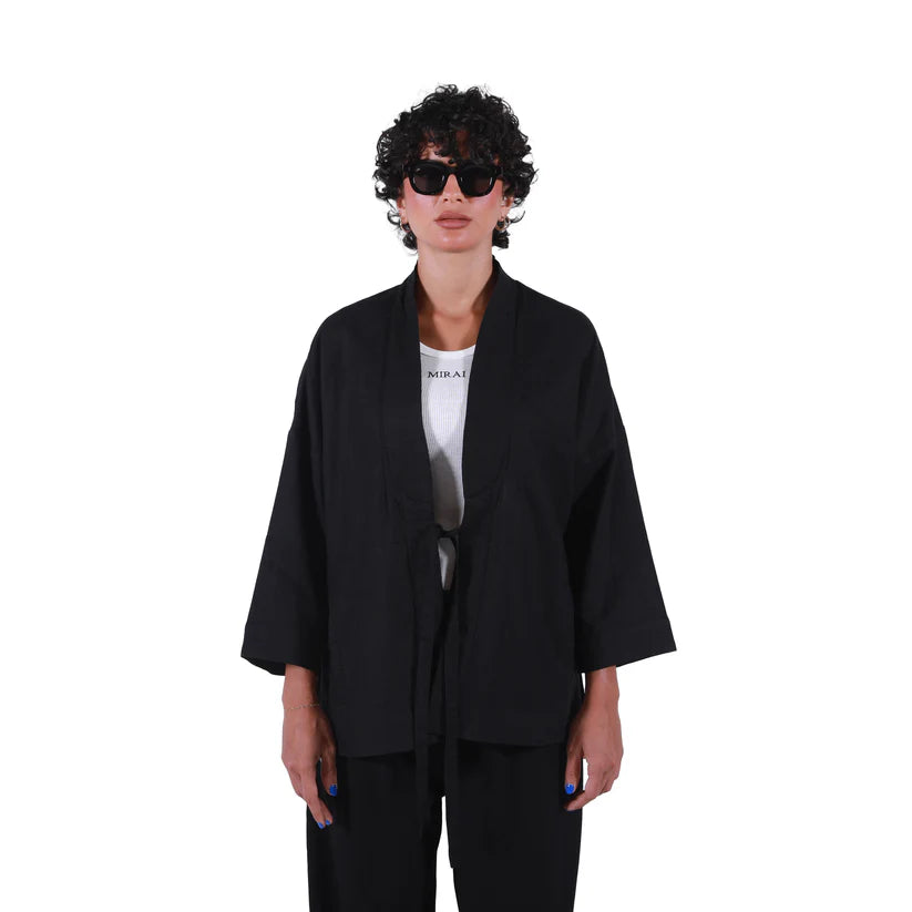 Black Linen Kimono