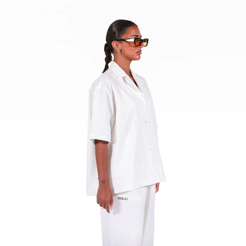 White Eastern Boxy Shirt