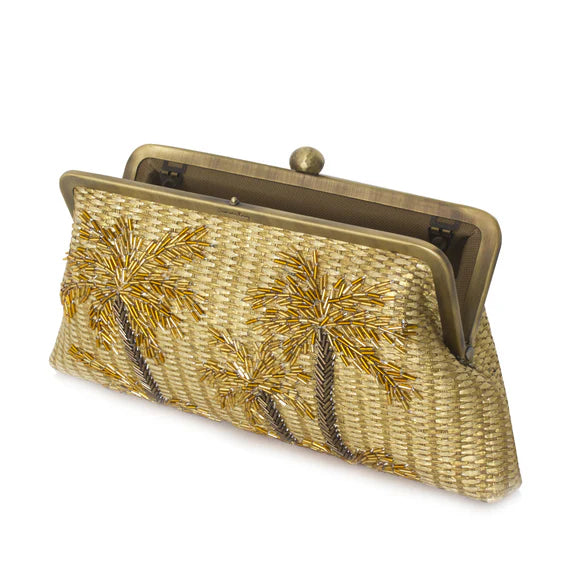 Golden Oasis Straw Classic Clutch