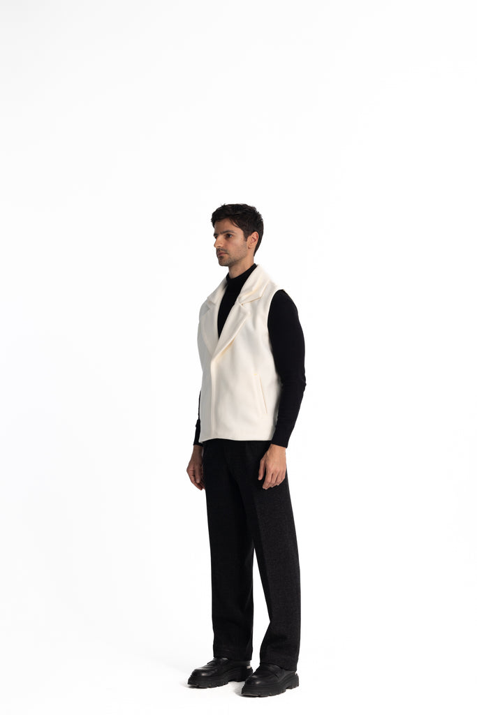 White Twin Collar Vest